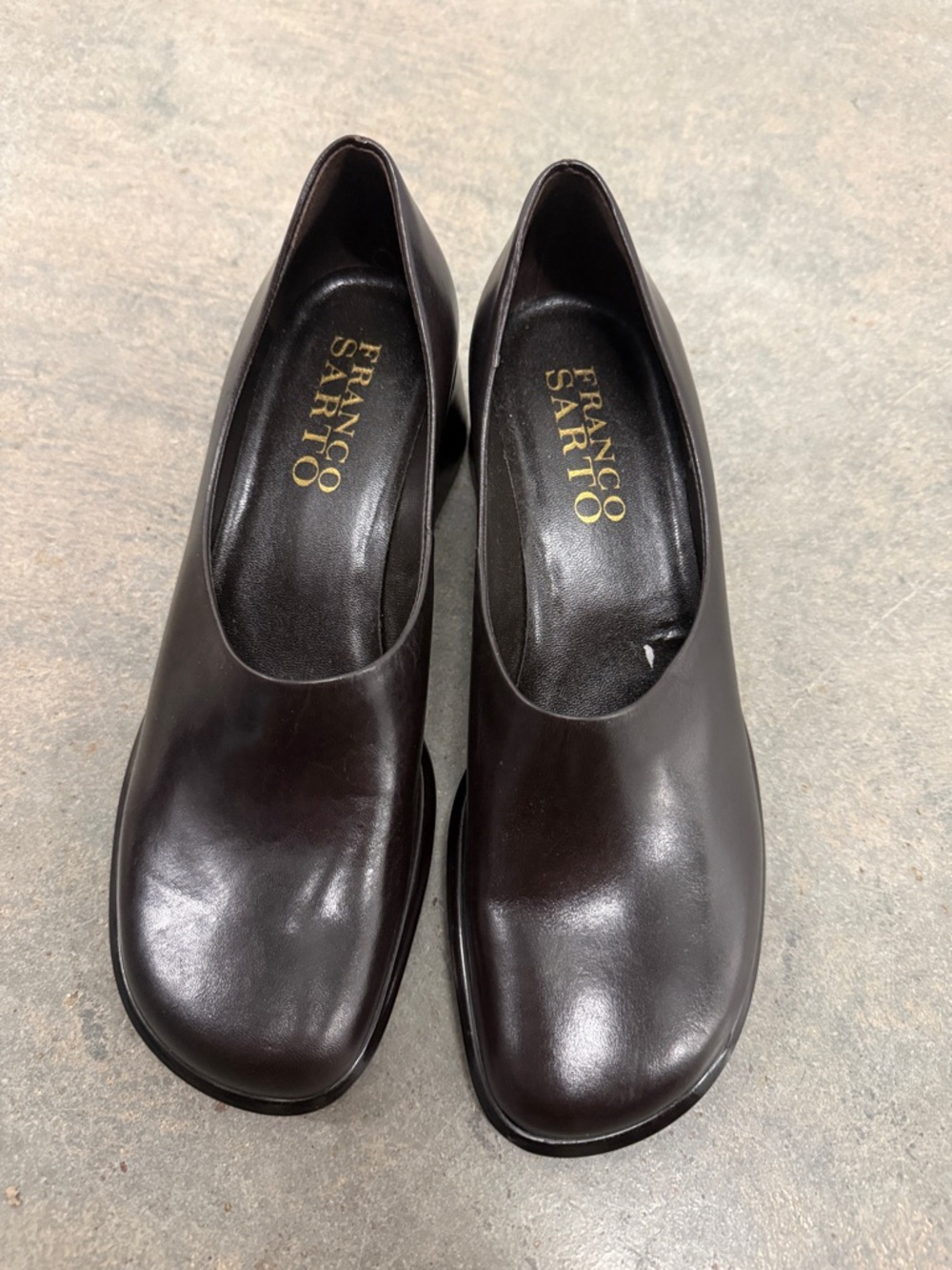Franco Sarto Women's Dark Brown Leather Slip-On Pumps